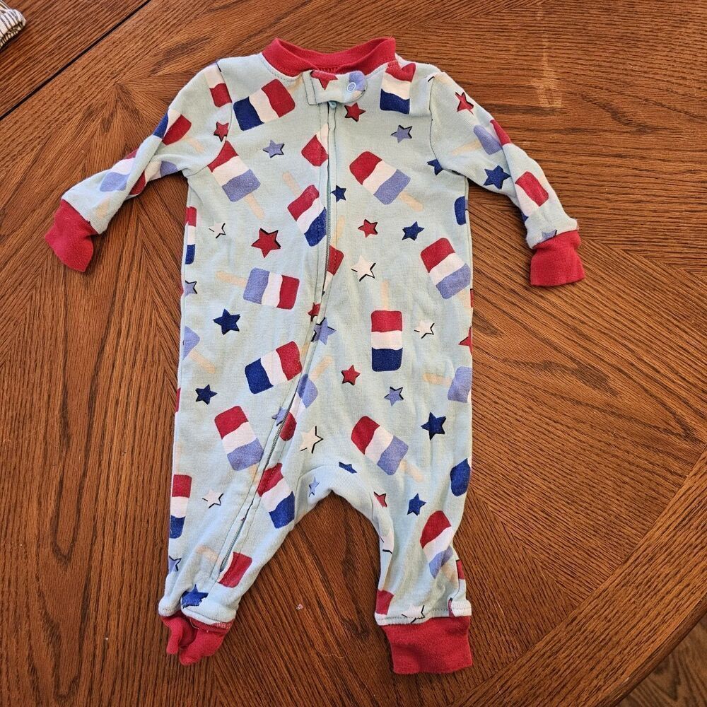 Way to Celebrate 4th of July USA Patriotic Size 0-3 Months Romper Sleeper